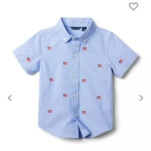 Janie and Jack Embroidered American Flag Oxford Shirt